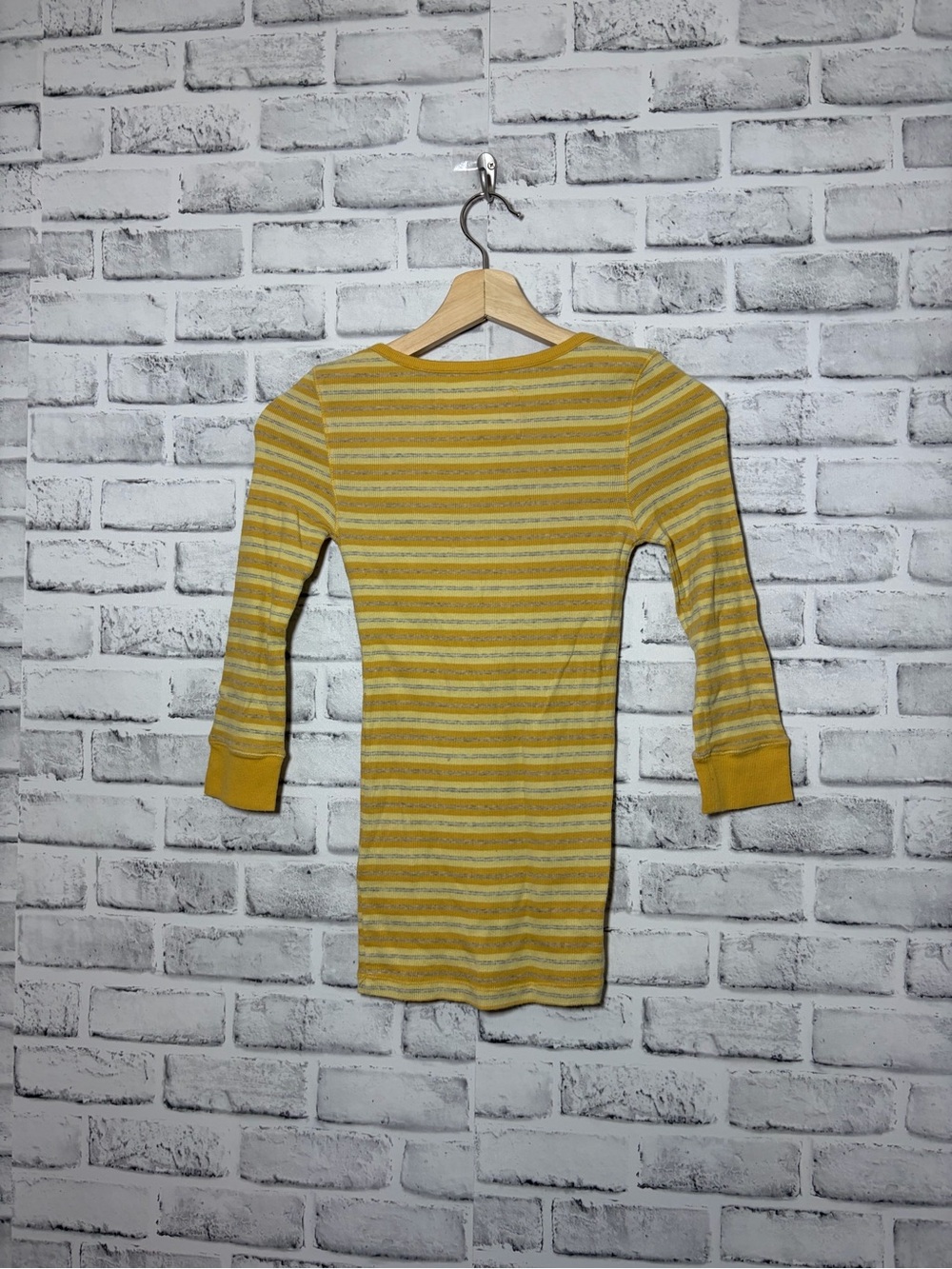 Aeropostale Yellow Striped Henley Scoop-Neck Top - Picture 4 of 4